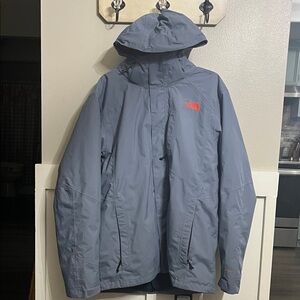 The North Face Men's Blue gray orange double layer jacket Size Large EUC